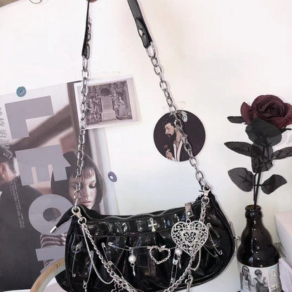 Y2K Hop Shoulder Punk Rock Metal Gothic Underarm Tote Crossbody Harajuku Hip Bag