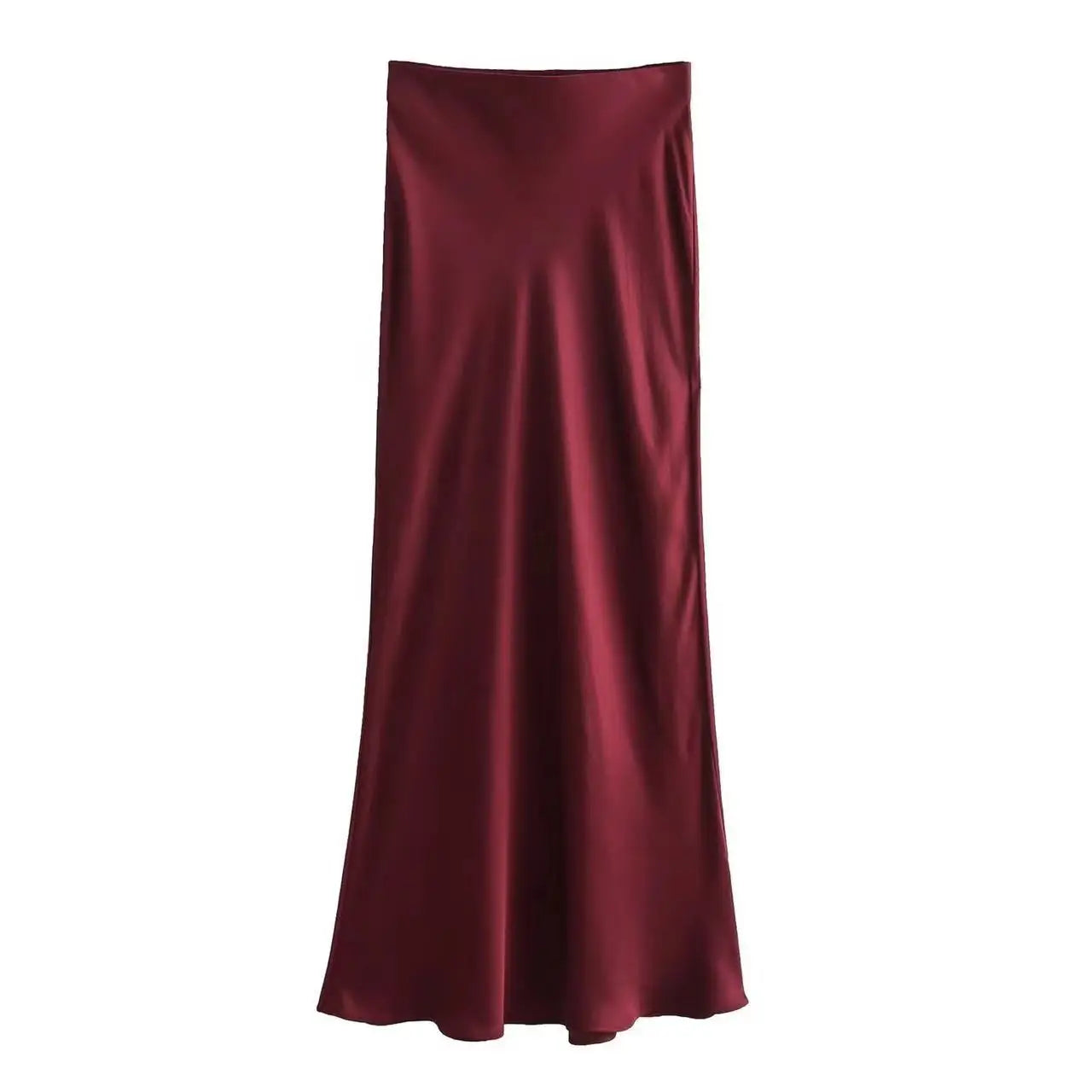 Chic High Waist Satin Silk Slim Fashion Midi Skirt