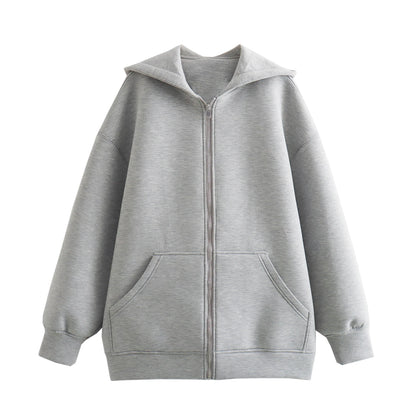 New Oversize Loose Casual Cotton Zipper Spring Hoodie