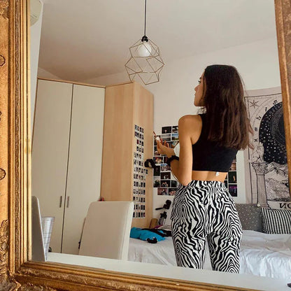 Summer Zebra Print Wide Leg Sexy High Waist New Fashion Casual Pants