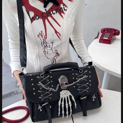 Gothic One Lolita Skull Chain Y2K Punk Rivet Harajuku Shoulder Bag