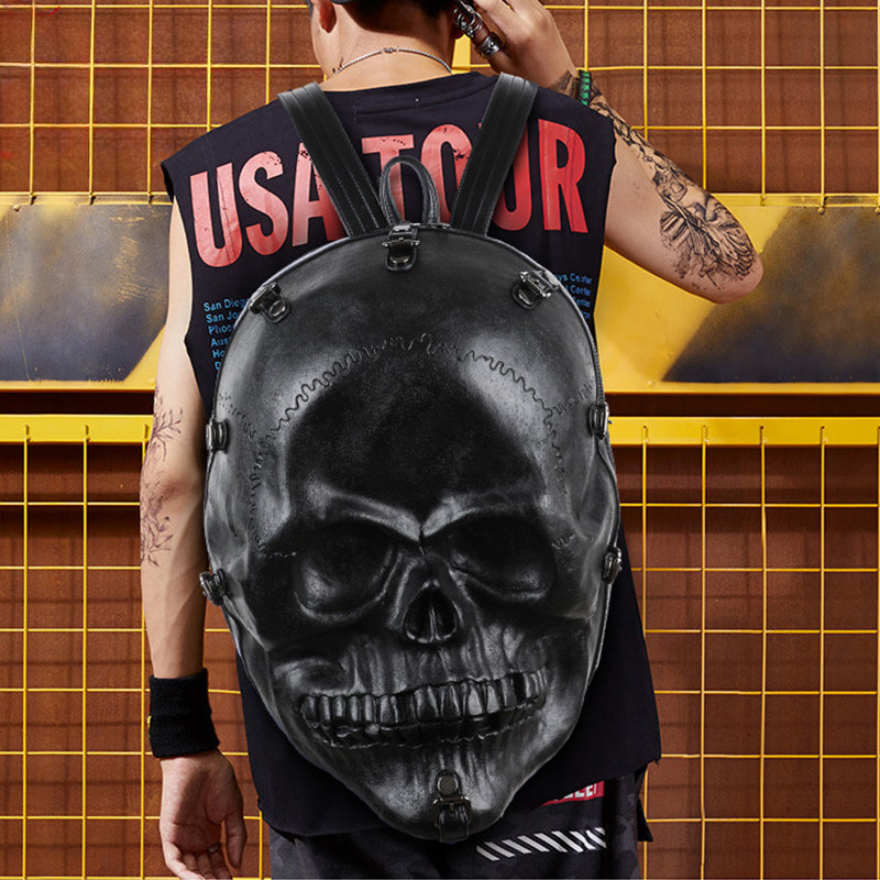 3D Backpack Punk Gothic Ghost Skull Travel Vintage Rivets Bag