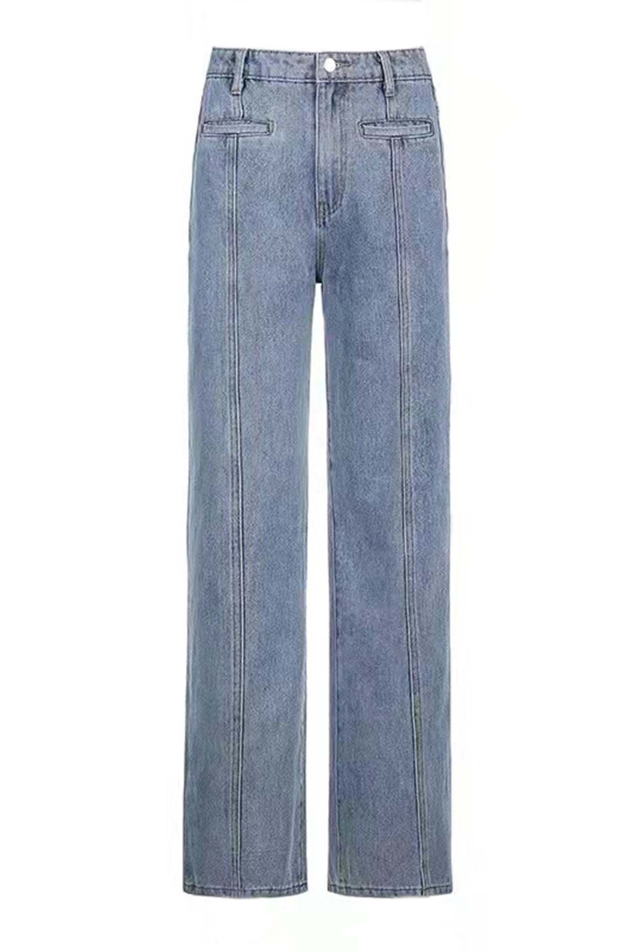 Five-Pointed Star Contrast Mid-rise Jeans