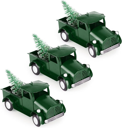 Metal Pickup Truck Christmas Tree Ornaments - Set of 3