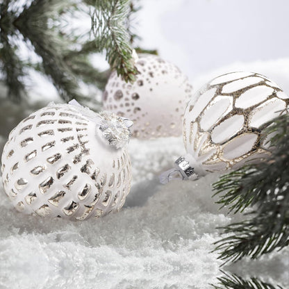 Farmhouse Christmas Ball Ornaments - Set of 12