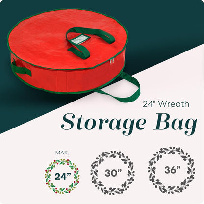 Christmas Wreath Storage Bag - Durable Tarp Material with Zipper and Carry Handles