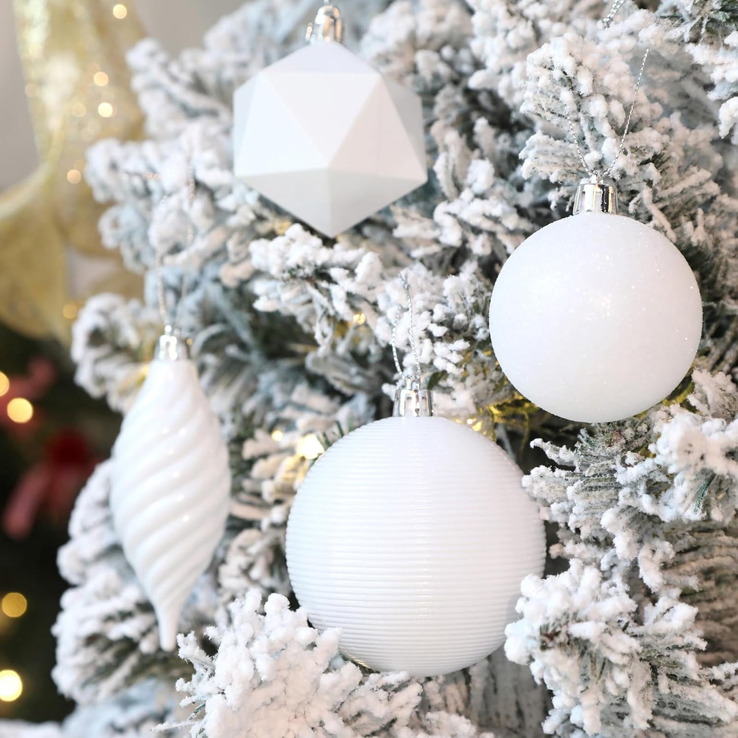 Christmas Tree Decorations Ornaments Set - White (100pcs)