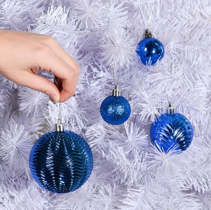 Blue Christmas Ball Ornaments Set - 36 pcs - Shatterproof - Small, Medium, Large