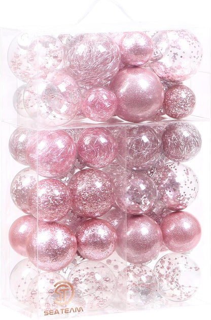 24 Count Shatterproof Clear Plastic Christmas Ball Ornaments with Gold Decorations