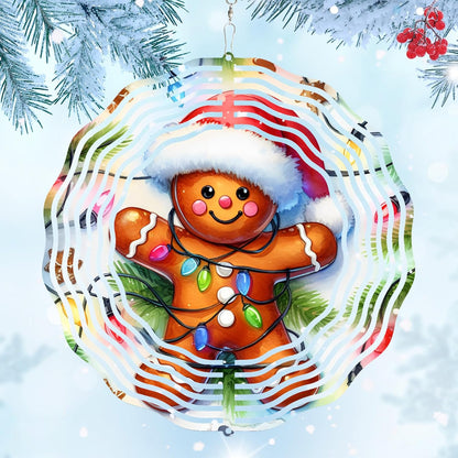 Gingerbread Wind Spinner - Holiday Ornament for Home and Garden Decor