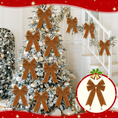 Velvet Christmas Wreath Bow - Brown (24 Pcs)