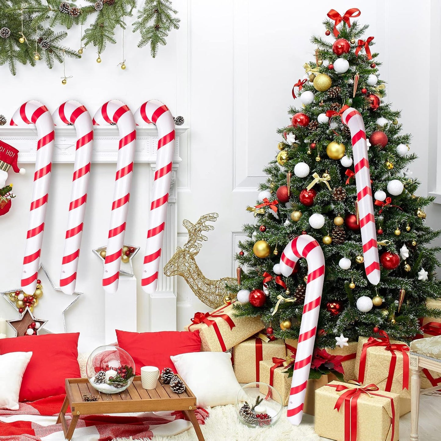 20 Pcs Jumbo Inflatable Candy Canes - Outdoor Christmas Yard Decor - 35 Inches