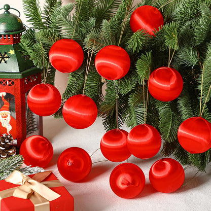 Christmas Satin Balls - Red (24 Pcs)