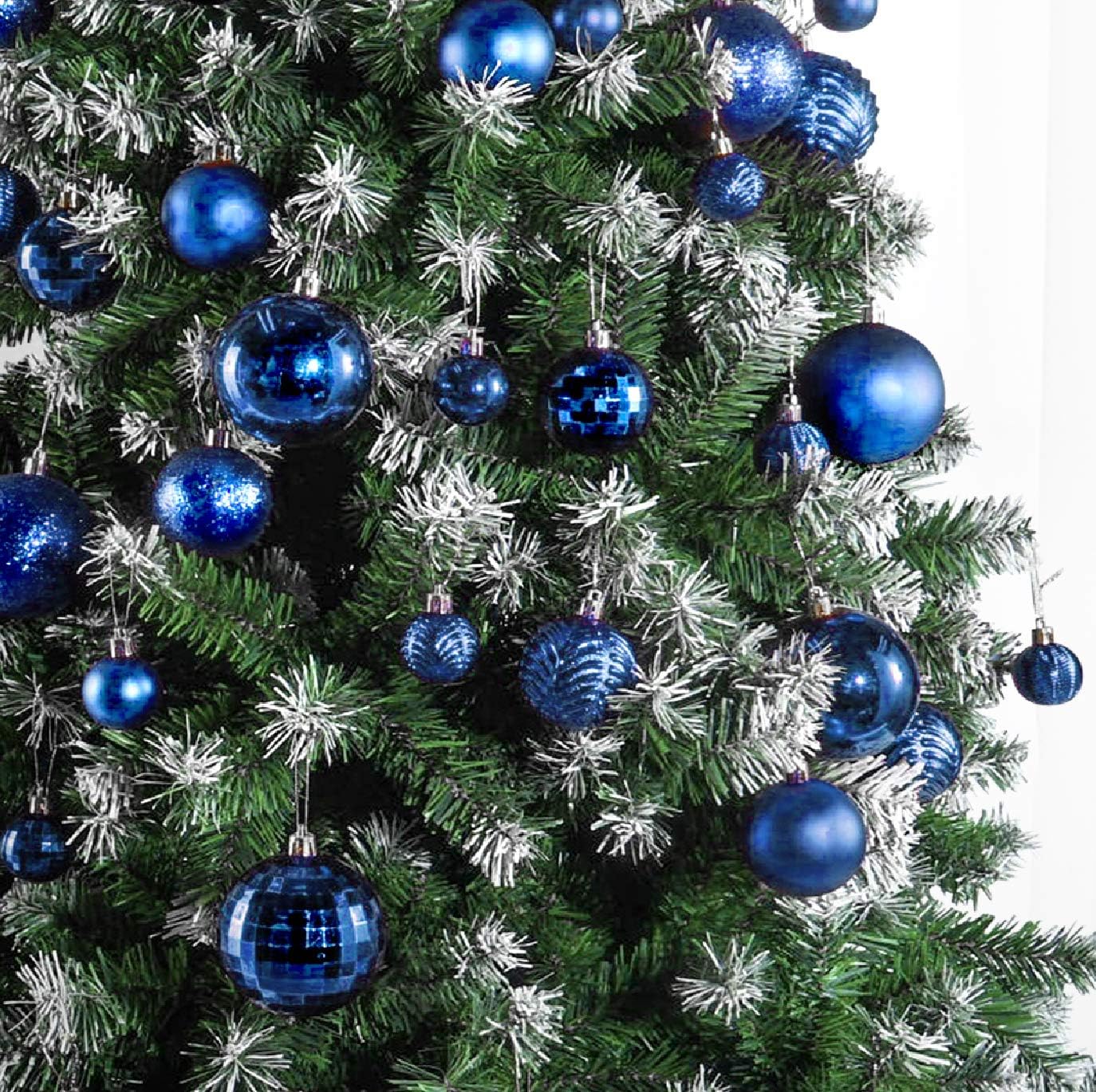 Blue Christmas Ball Ornaments Set - 36 pcs - Shatterproof - Small, Medium, Large