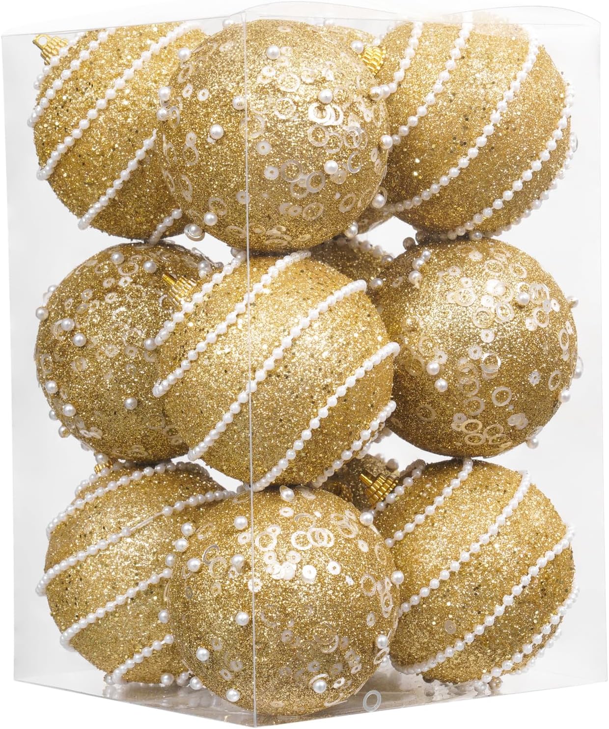 Champagne Christmas Ball Ornaments Set - 12pcs