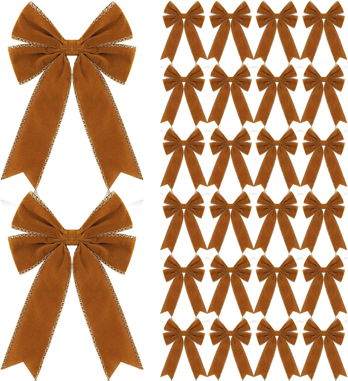 Velvet Christmas Wreath Bow - Brown (24 Pcs)