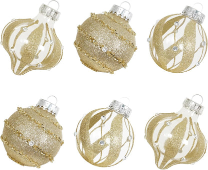 Large Shatterproof Clear Glitter Plastic Christmas Ball Ornaments - Flaxen