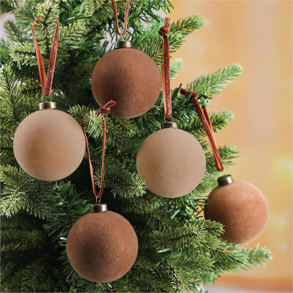 Velvet Christmas Balls Ornaments - Classic Color Set (12 Pcs)