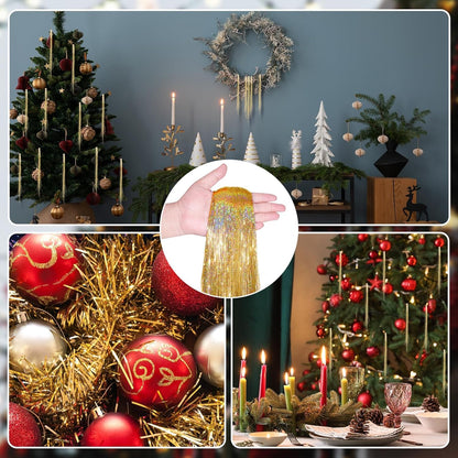 Christmas Iridescent Tinsel Icicles Gold Foil Fringe Ornaments Garland - Set of 20000