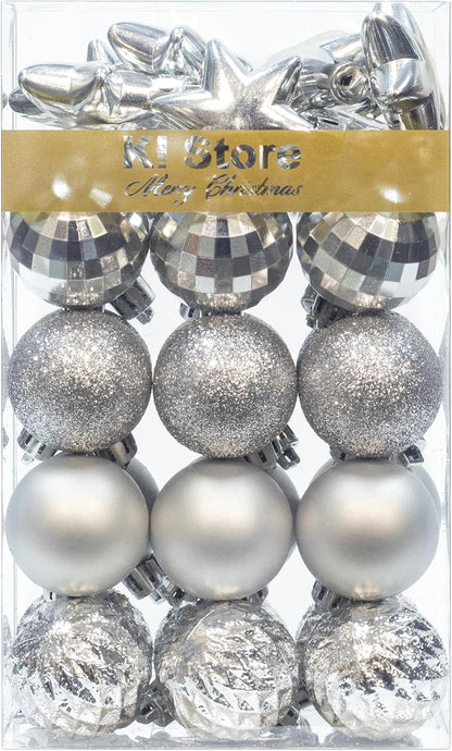 White Christmas Ball Ornaments - Set of 20, 3.15-Inch - Hooks Included for Xmas Trees and Holiday Decor