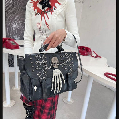 Gothic One Lolita Skull Chain Y2K Punk Rivet Harajuku Shoulder Bag