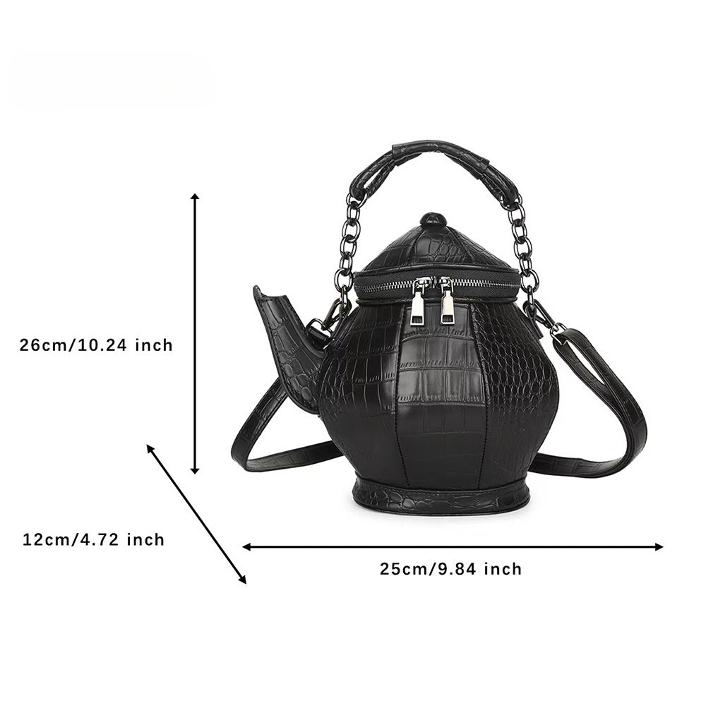 Fashion Shaped Leather Funny Personalized Gothic Pattern Stone Teapot Bag