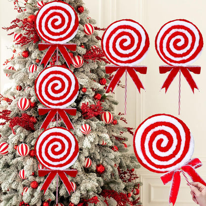 Large Woolen Candy Cane Lollipop Spray Christmas Ornaments - Holiday Party Decor