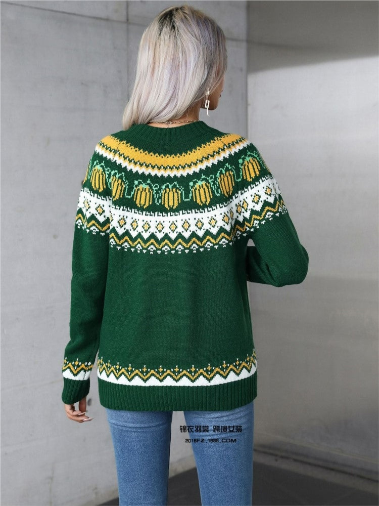 Geometric Pattern Jacquard Vintage Winter Knit Festival Christmas Sweater