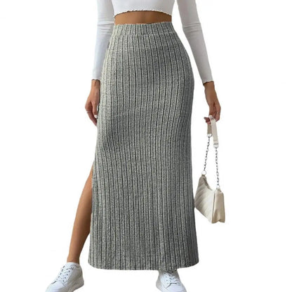 Autumn Winter Slim Knitting High Waist Long Skirt