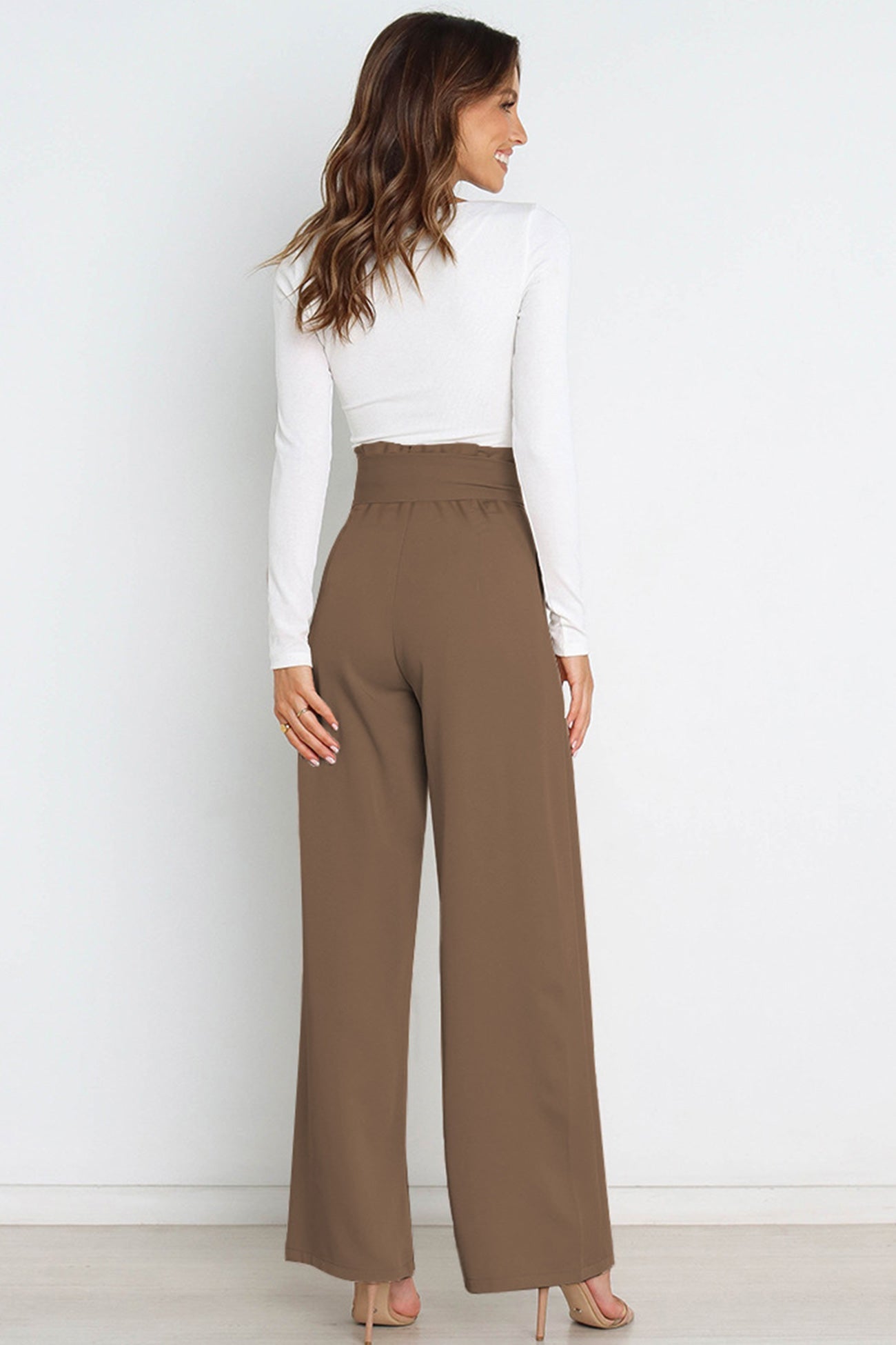 Casual Tie-Front Loose Straight Long Pants