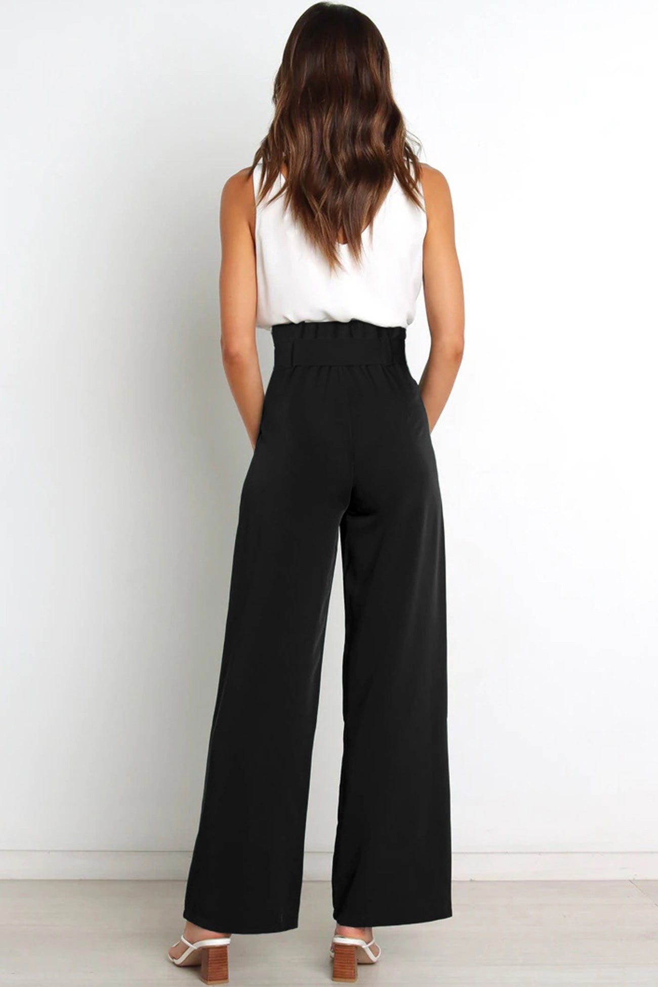 Casual Tie-Front Loose Straight Long Pants