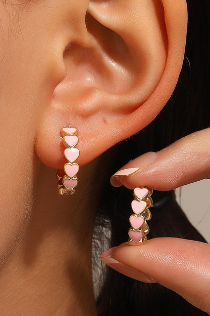 Contrast Peach Heart Earrings