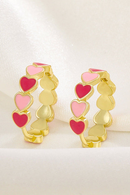 Contrast Peach Heart Earrings