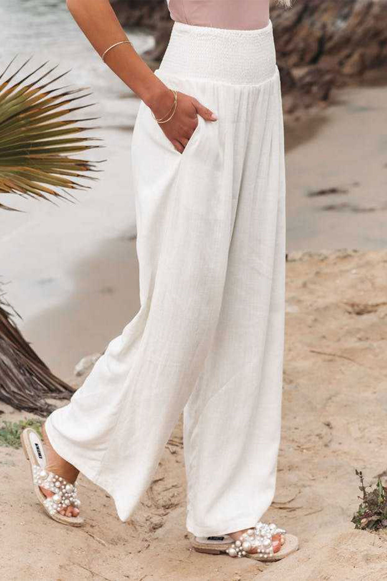 Cotton Wide Leg Long Pants