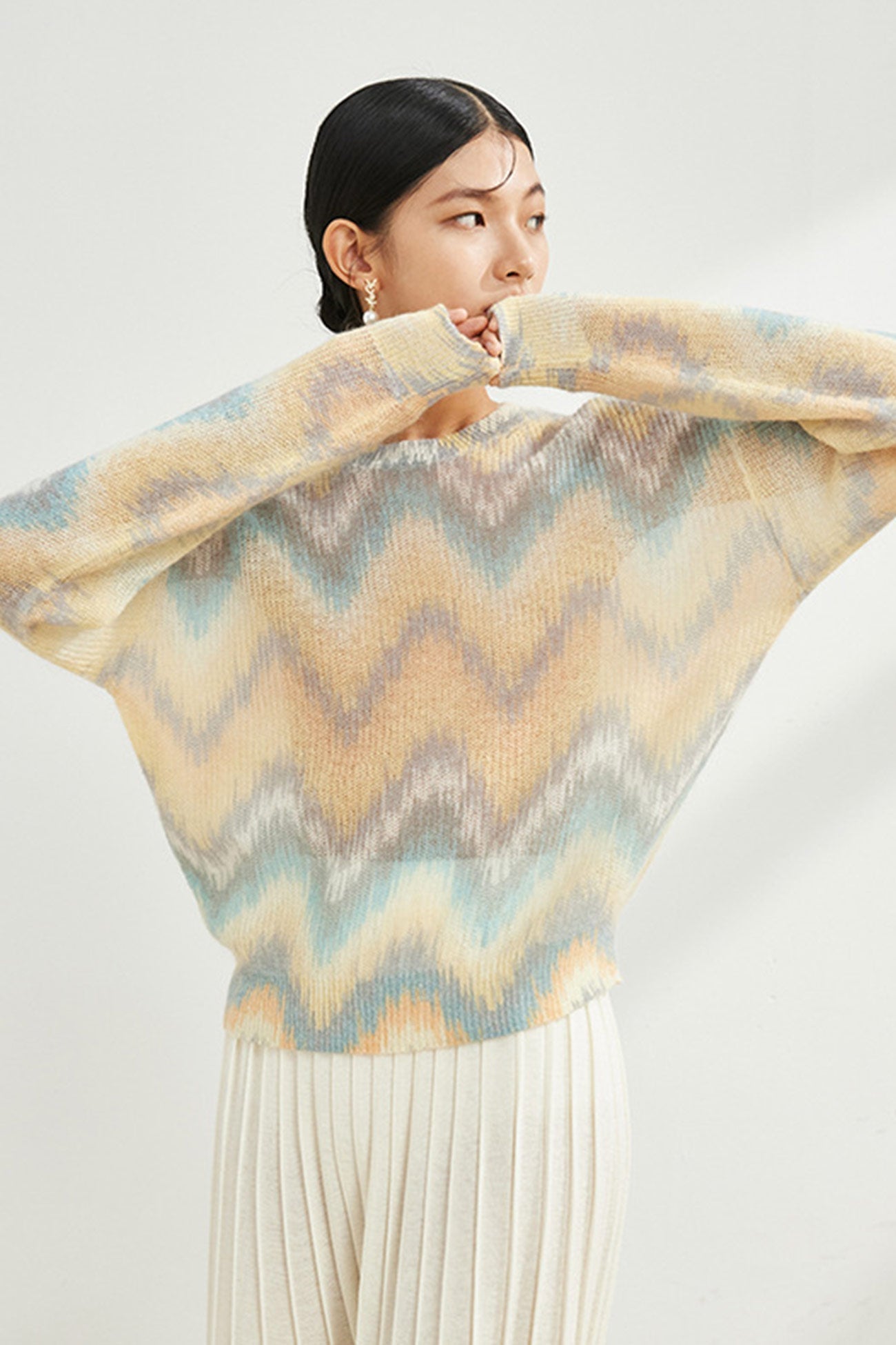 Crew Neck Gradient Wool Sweater