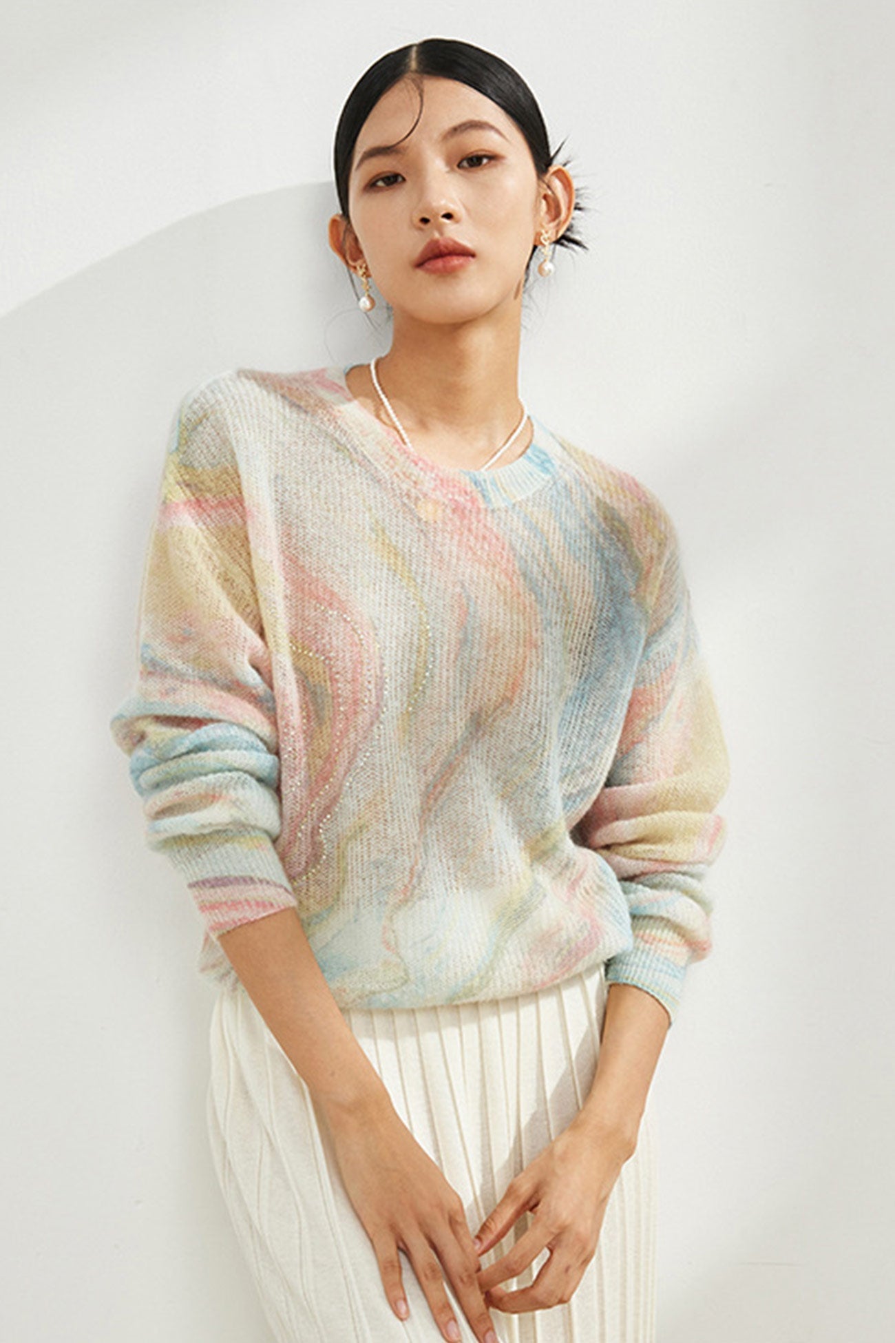 Crew Neck Gradient Wool Sweater