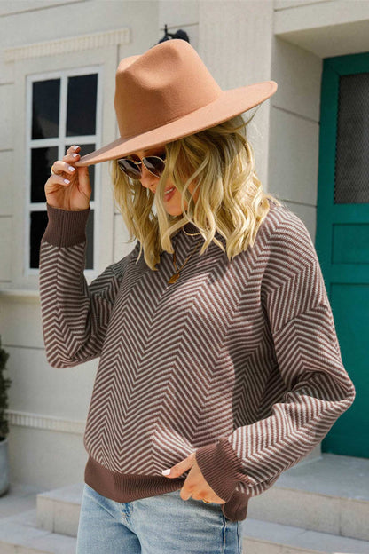 Crew Neck Striped Knitted Sweater