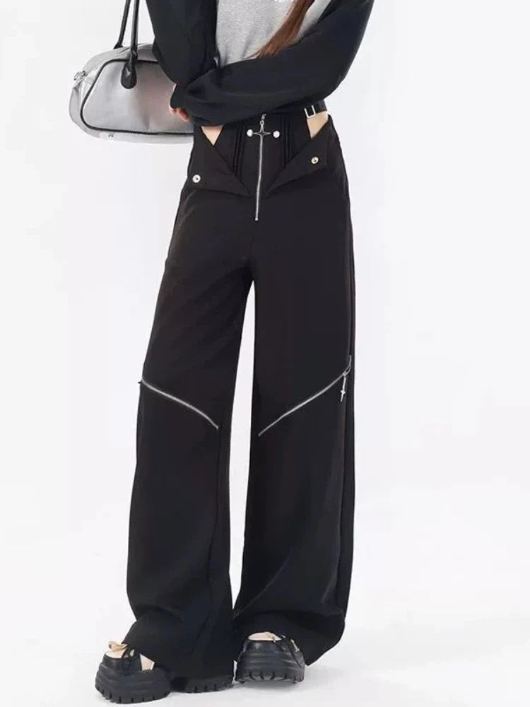 Black Retro Casual Halloween Cargo Pants