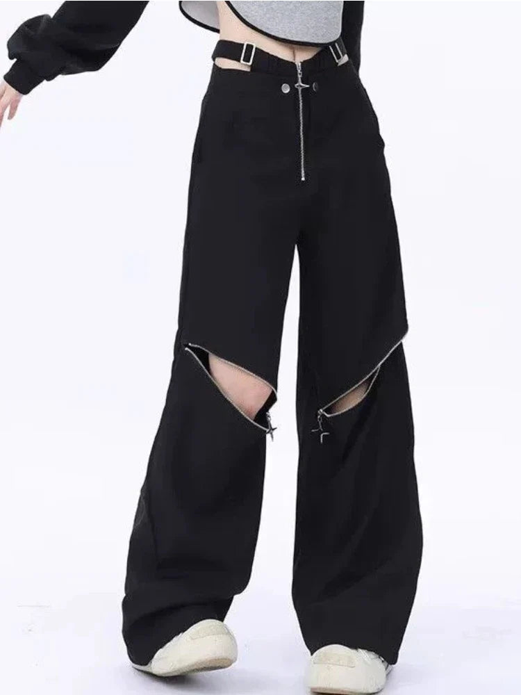 Black Retro Casual Halloween Cargo Pants