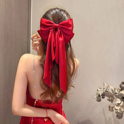 Red Satin Ponytail Christmas Hair Accessory