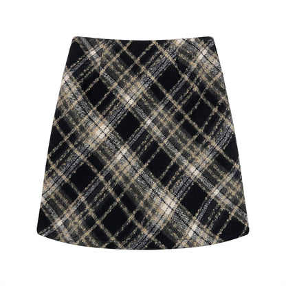 Thick Woolen Plaid Tartan Mini Classic Skirt