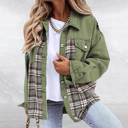 Fashion Casual Plaid Autumn Winter Loose Large Size Long Sleeve Jackets