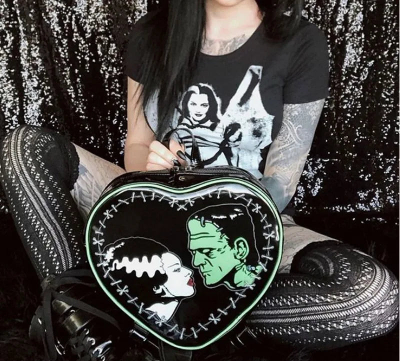 Fashion Gothic Punk Grunge Y2k Crossbody Mini Rock Heart Bag