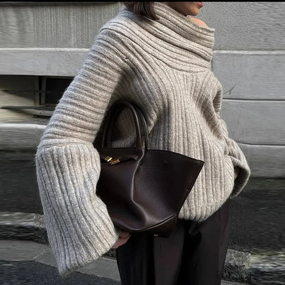 Elegant Stylish Cozy Chic Comfortable Warm Off Shoulder Long Sleeve Pullover Knit Sweater