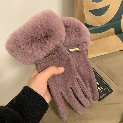 Autumn Winter Furry Warm Full Finger Outdoor Sport Cycling GlovesChristmas Cute Furry Warm Full Finger Outdoor Sport Cycling Gloves