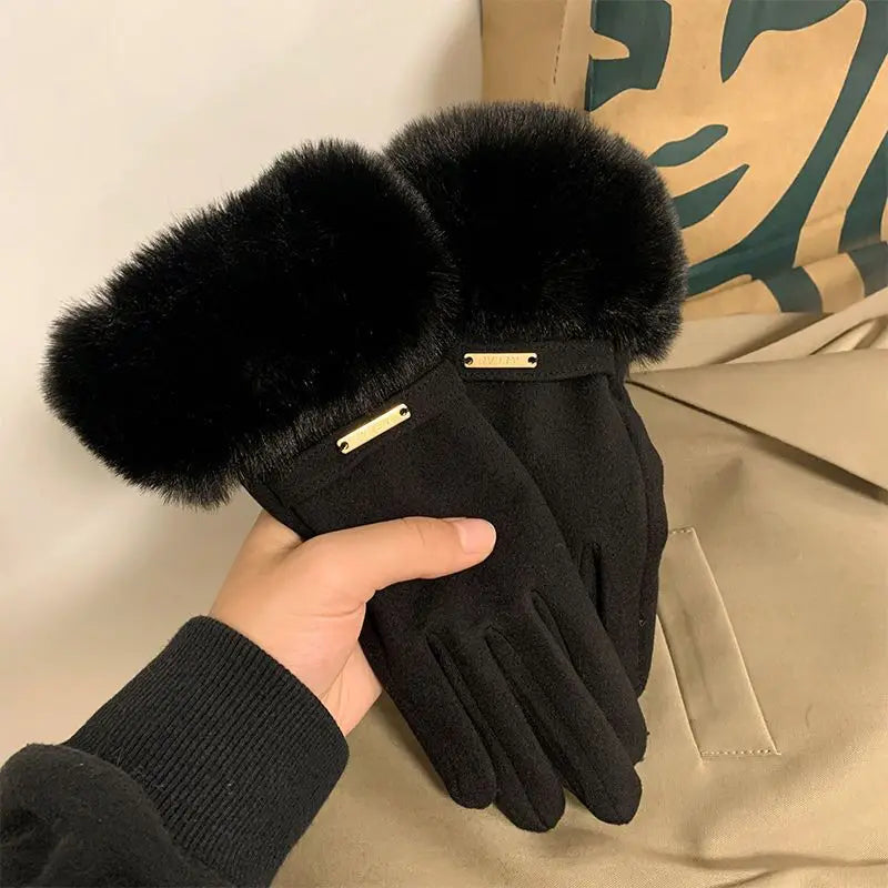 Autumn Winter Furry Warm Full Finger Outdoor Sport Cycling GlovesChristmas Cute Furry Warm Full Finger Outdoor Sport Cycling Gloves