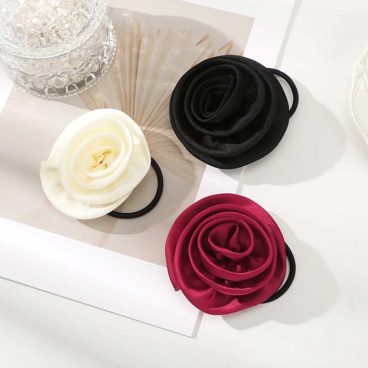 French Satin Retro Rose Hair Accessory for Girls