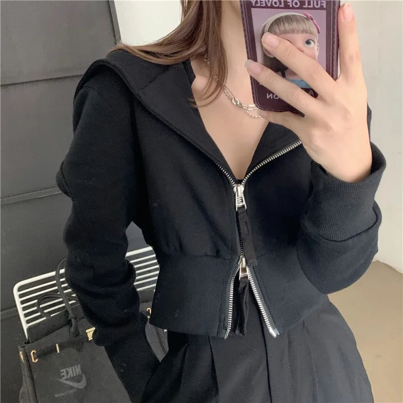 Fashion Streetwear Double Zip Loose Casual Autumn Hoodie