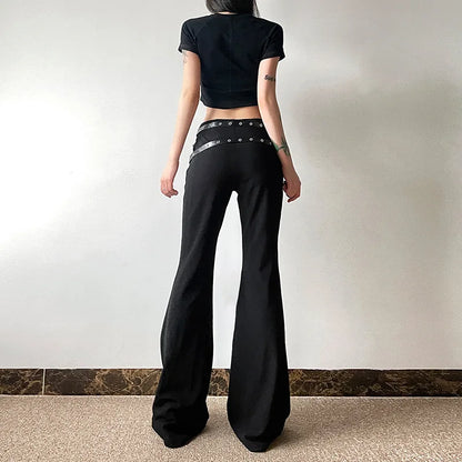 Goth High Waist Dark Flare Punk Pants Harajuku Decor Pants