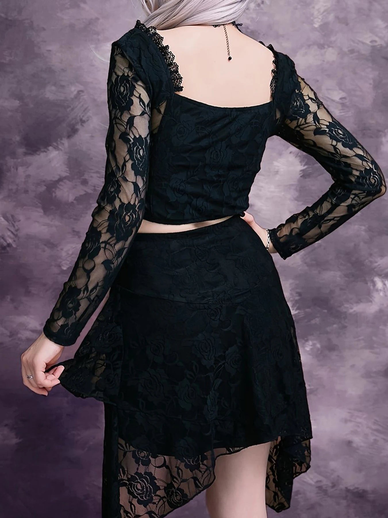 Gothic Dark Mesh Lace Punk Bandage Aesthetic V-neck Sexy Slim Crop Top